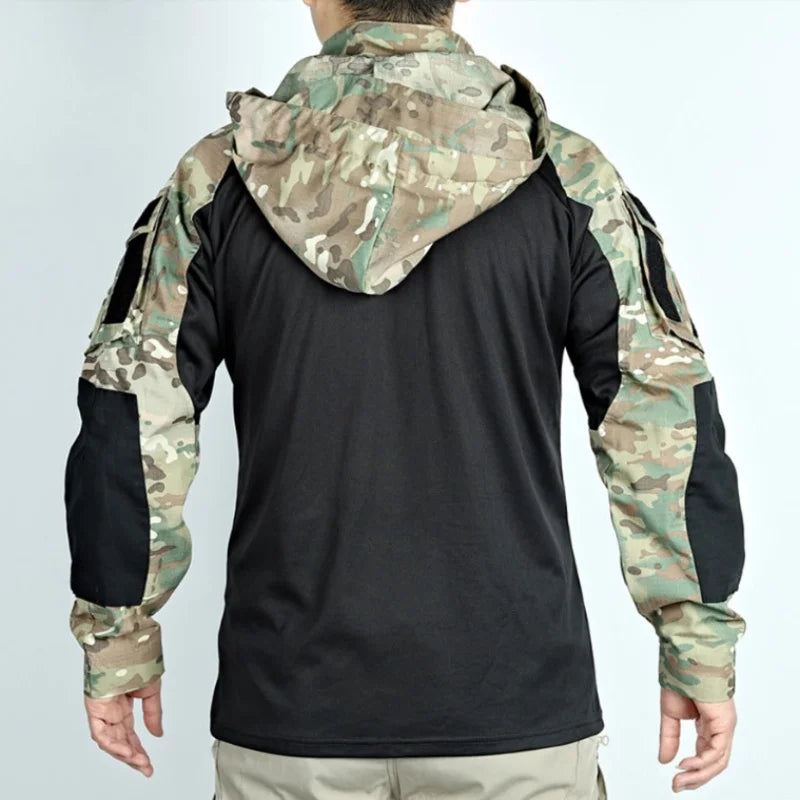 Outdoor Uniform Tactical Suits Wear Resistant T-Shirt Hood Pants Men Clothes Combat Shirts Airsoft Paintball Hunting Clothing