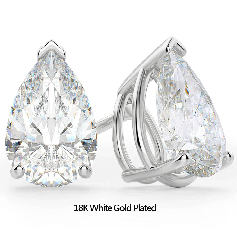 4Carat Pear Cut Real Moissanite Diamond Earrings with Certificats 925 Sterling Silver Waterdrop Shape Stud Earring for Women Men