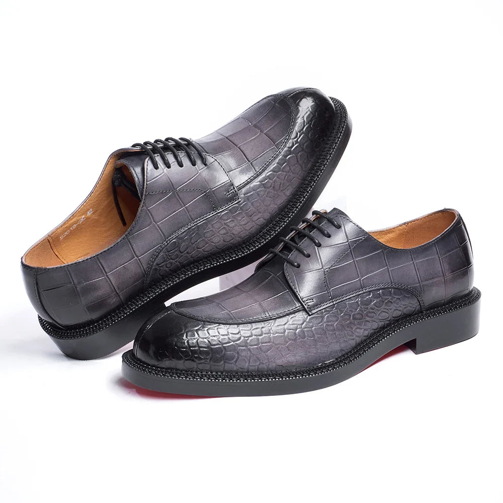 Luxury Man Dress Shoes Increased Height Oxfords Shoe Genuine Cowhide Leather Crocodile Pattern Elegant Wedding Male Footwear