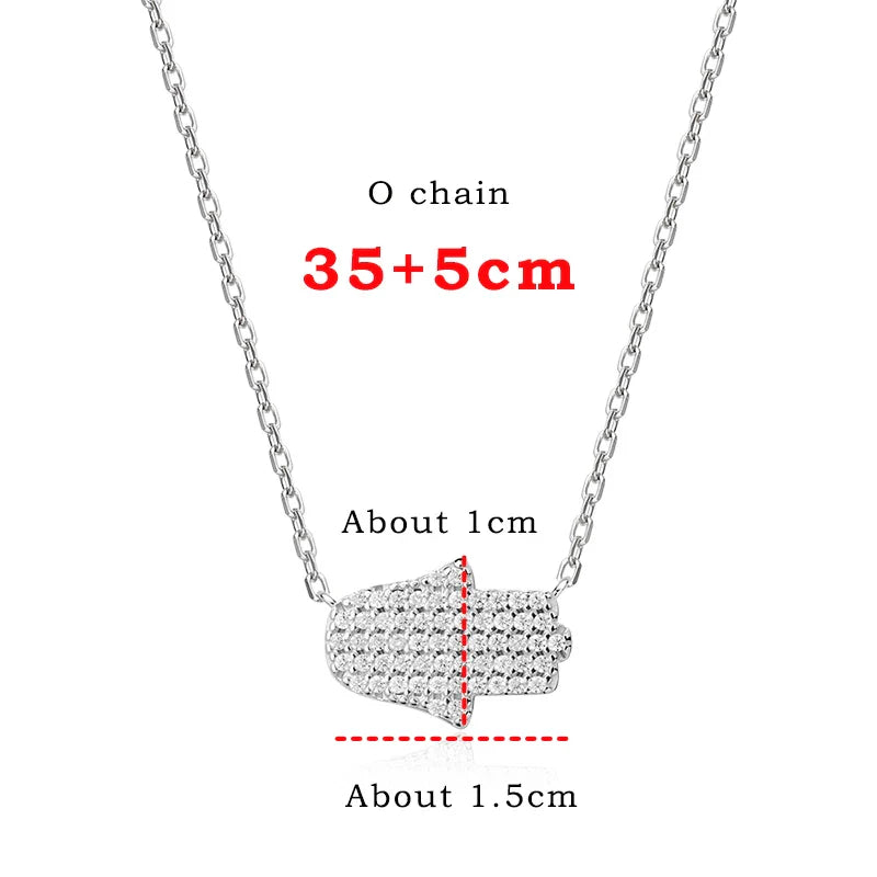 18k Plated Certified Moissanite Necklaces for Women Hand Shape Full Diamond Pendant Dainty Jewelry Pure S925 Silver