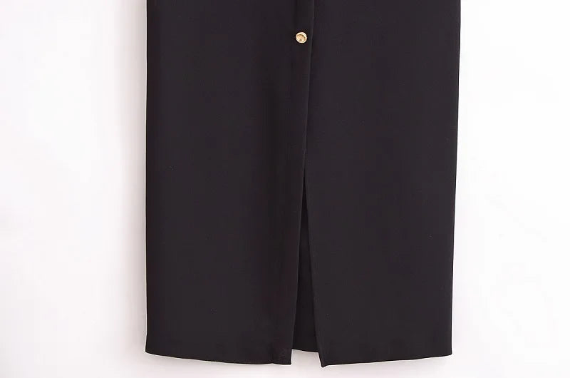 2025 Womens Dresses Black Office Long Dresses for Women Spring Sleeveless Midi Dress Woman Belt Button Women's Dress Vest