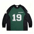 Loose men's dark green and black casual breathable quick-drying digital printed jersey long-sleeved T-shirt for daily use