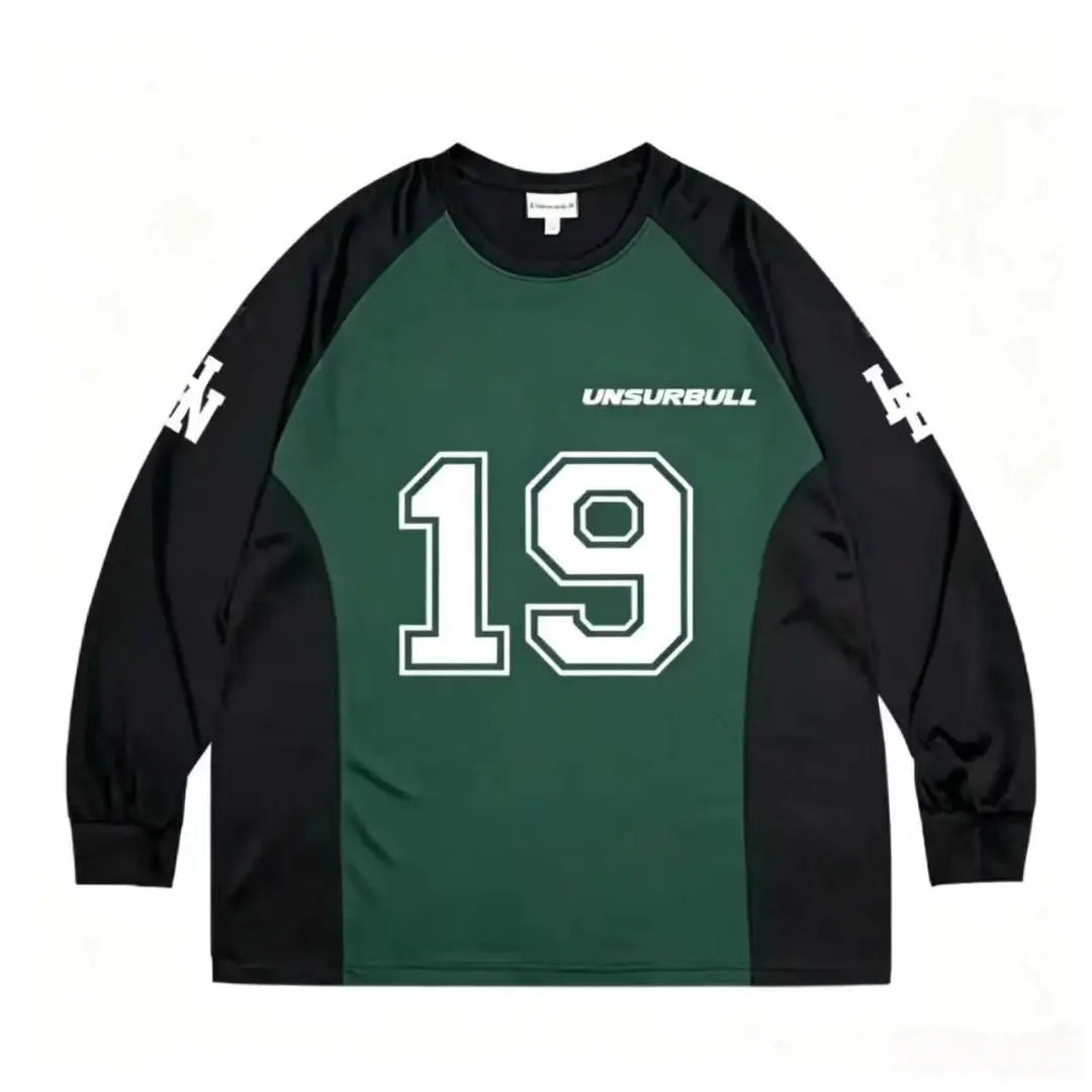 Loose men's dark green and black casual breathable quick-drying digital printed jersey long-sleeved T-shirt for daily use