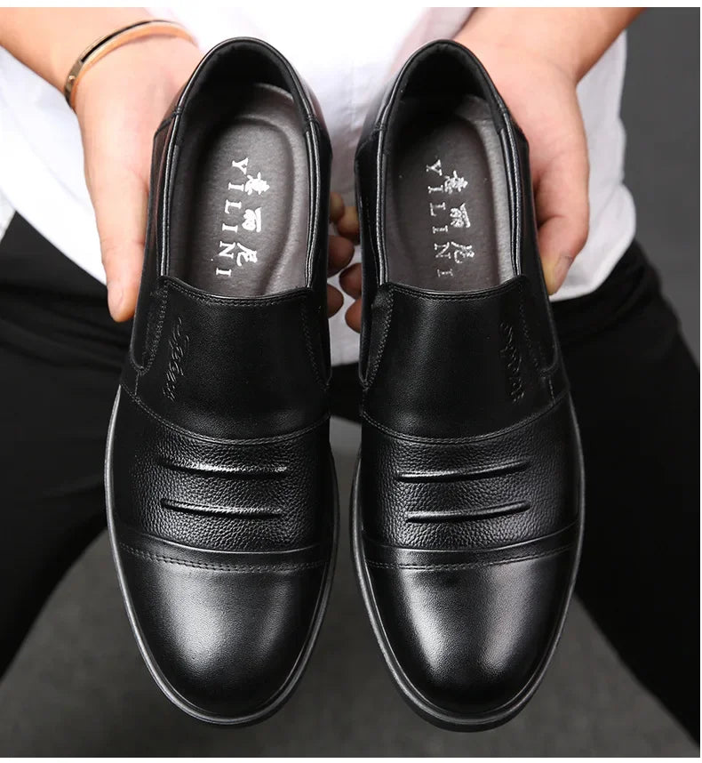 Men's Genuine Cow Leather Shoes Business Casual Shoes With Triple-Stitched Soles For Middle-Aged And Elderly Men 2025