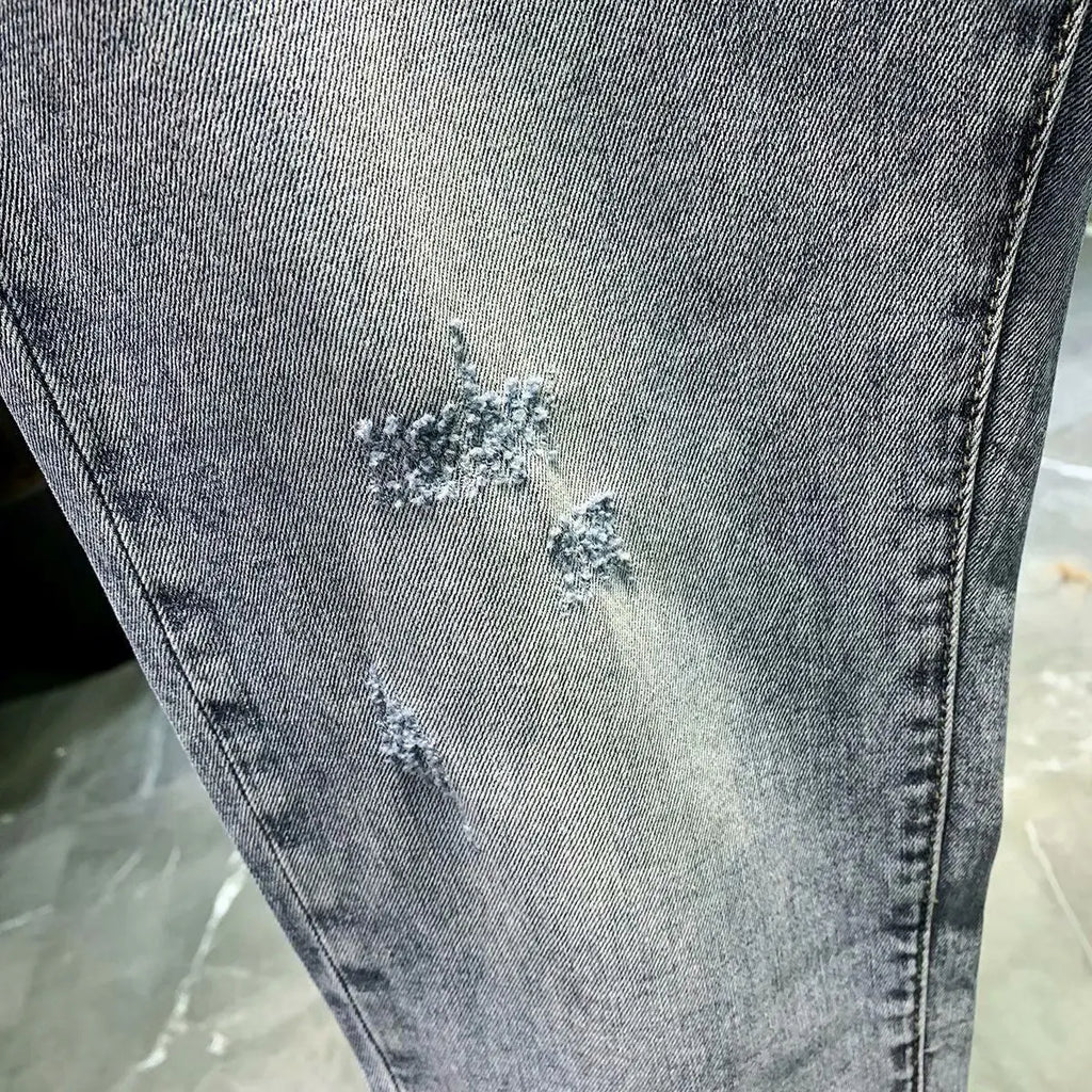 High-end 2023 Harajuku Designer Clothes Denim New Trousers Kpop Stretch Trendy Korean-style with Our Luxury Men's Casual Jeans