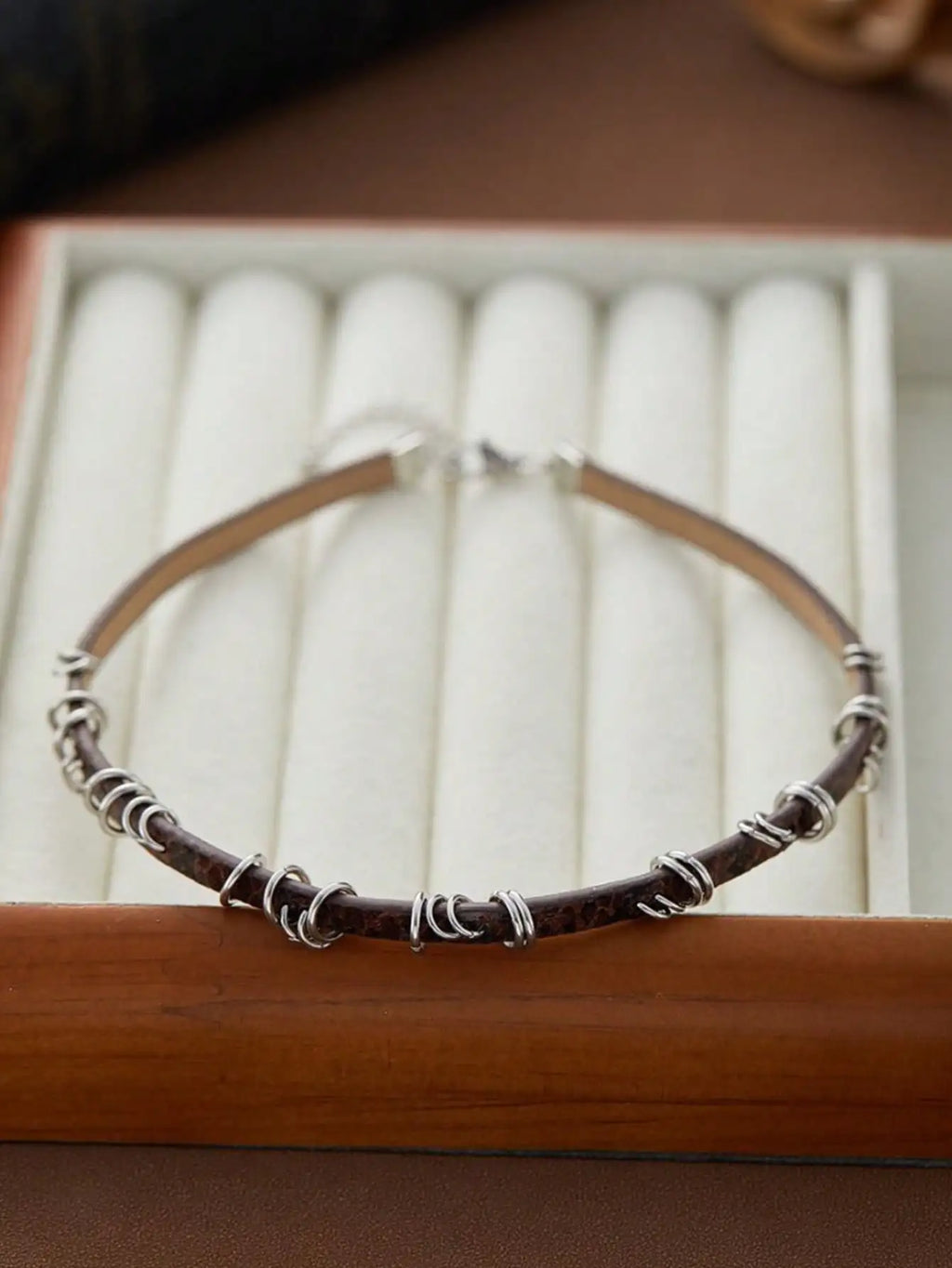 1PC Hip Hop Punk Style Y2k Hot Girl Cracked Leather Collar, Women's Collarbone Chain Necklace, Party Jewellery