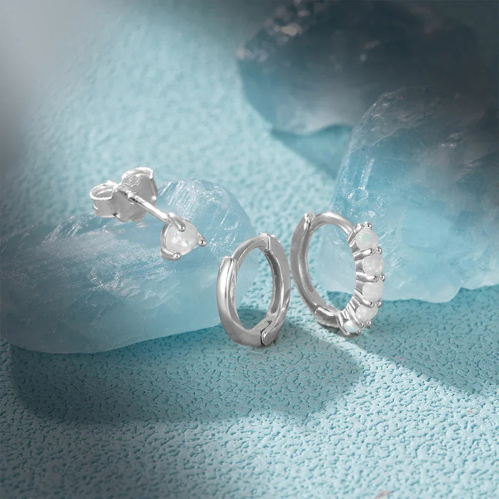 925 Sterling Silver 3PCS DIY Hoop Earring With Piercing Stud Earring Set Women Men Party Wedding Jewelry Set pendientes 925