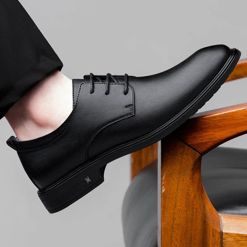 New Mens Formal Business Oxford Shoes Classic Leather Dress Shoes Wedding Office Casual Footwear Derby Shoes Male Sneakers