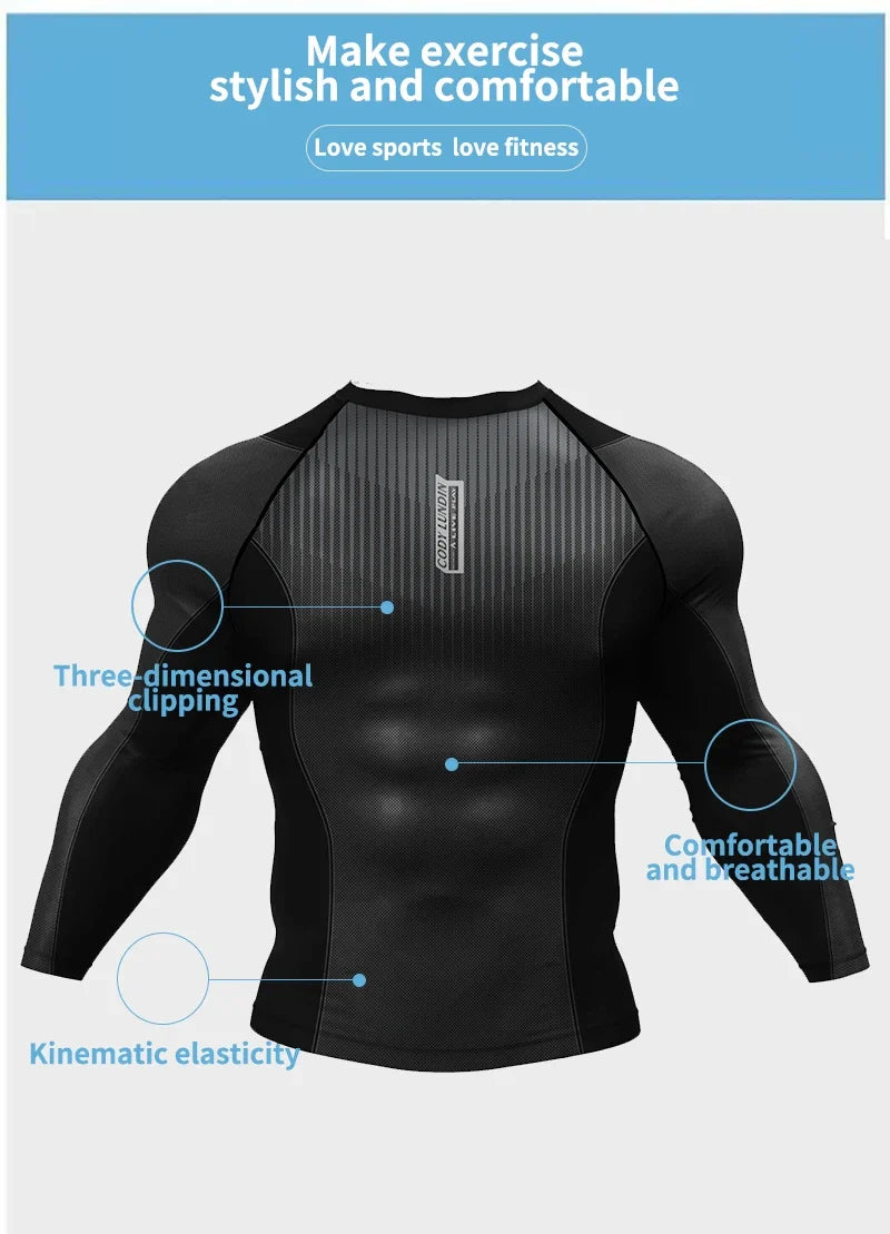 New UPF 50+ Rashguard Men's Surfing T-Shirt Quick Dry UV Protection Breathable Long Sleeve Beach Surf Wear Fitness Running Shirt