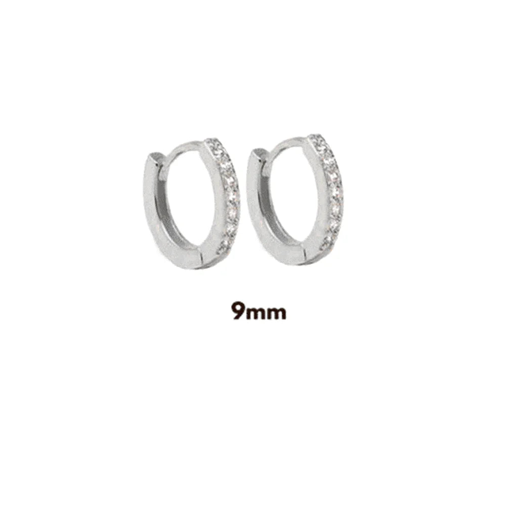 925 Sterling Silver Gold Zircon CZ 5mm 6mm 7mm 8mm To 13mm Huggies Hoops Piercing Pendiente Clips Luxury Fine Jewelry