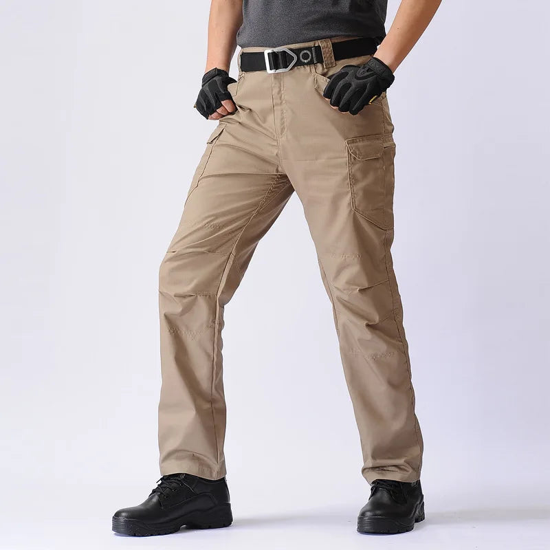 Summer Men's Tactical Cargo Pants Casual Trousers Multi-Pockets Waterproof Pants Lightweight Quick Dry Outdoor Hiking Trousers