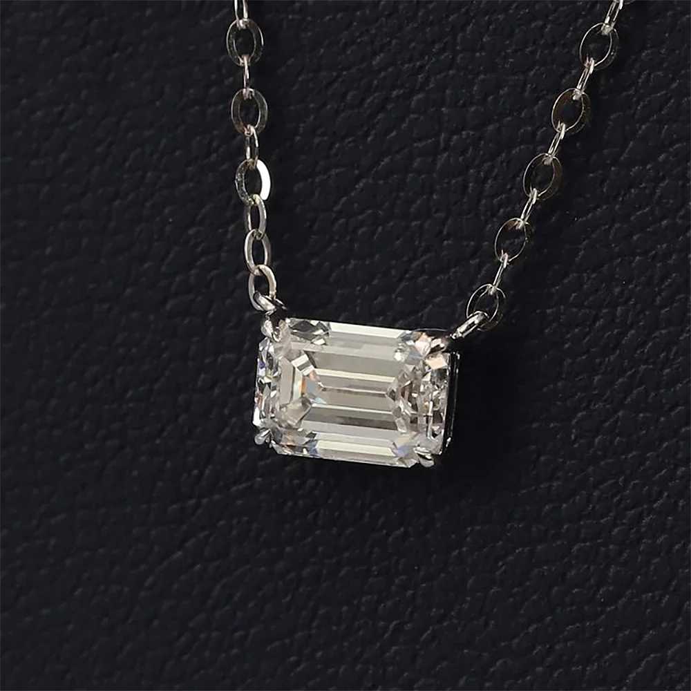 1/2carat Emerald/Radiant Cut Solitaire Moissanite Diamond Pendant Necklace With  Certificate S925 Silver Neckchain For Women