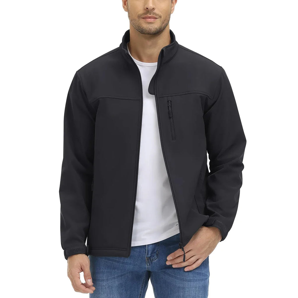 Men's Waterproof Outdoor Hiking Jacket Full Zip Windproof Fleece Lining Warm Fall Winter Work Casual Jackets