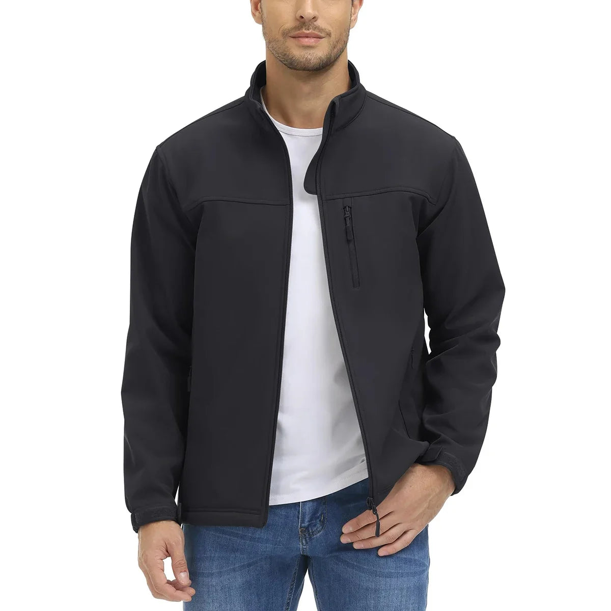 Men's Waterproof Outdoor Hiking Jacket Full Zip Windproof Fleece Lining Warm Fall Winter Work Casual Jackets