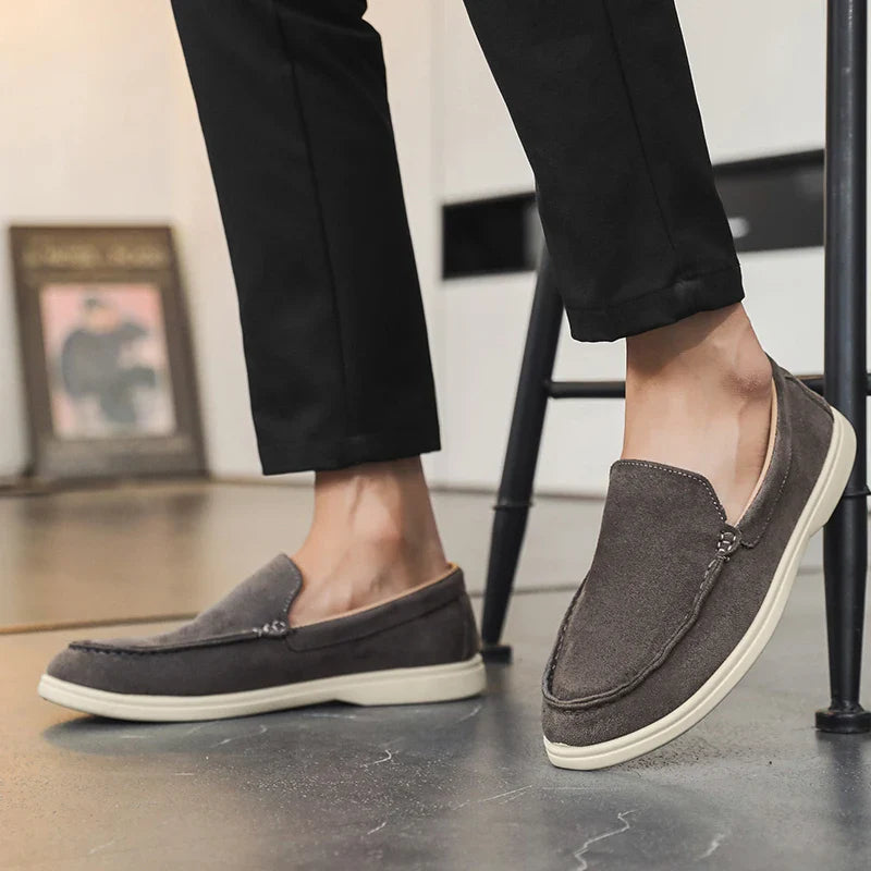 Men’s Suede Slip-On Loafers – Casual Lightweight Walking Shoes (Black, Brown, Navy)