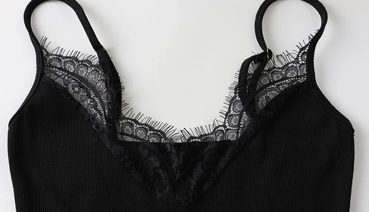 Lace Patchwork Camisoles Solid Sexy Club Women Dresses Fashion Skinny Hip Wrap Female Outfits Fitness Regular Casual