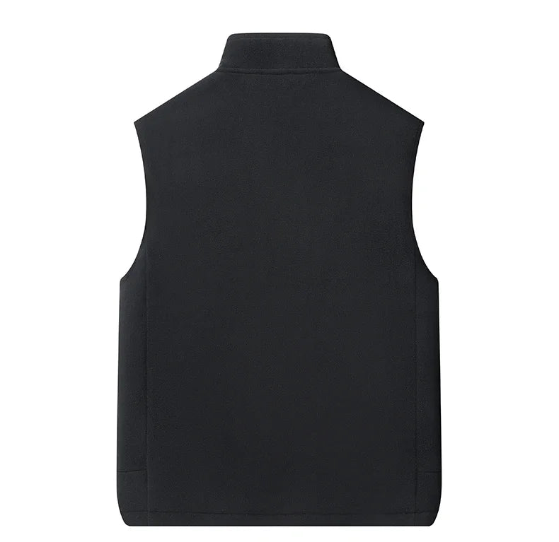 2024 Autumn and Winter Lambswool Vests Men New Warm Padded Stand-up Collar Large Size Casual Versatile Trend Jacket Shoulders