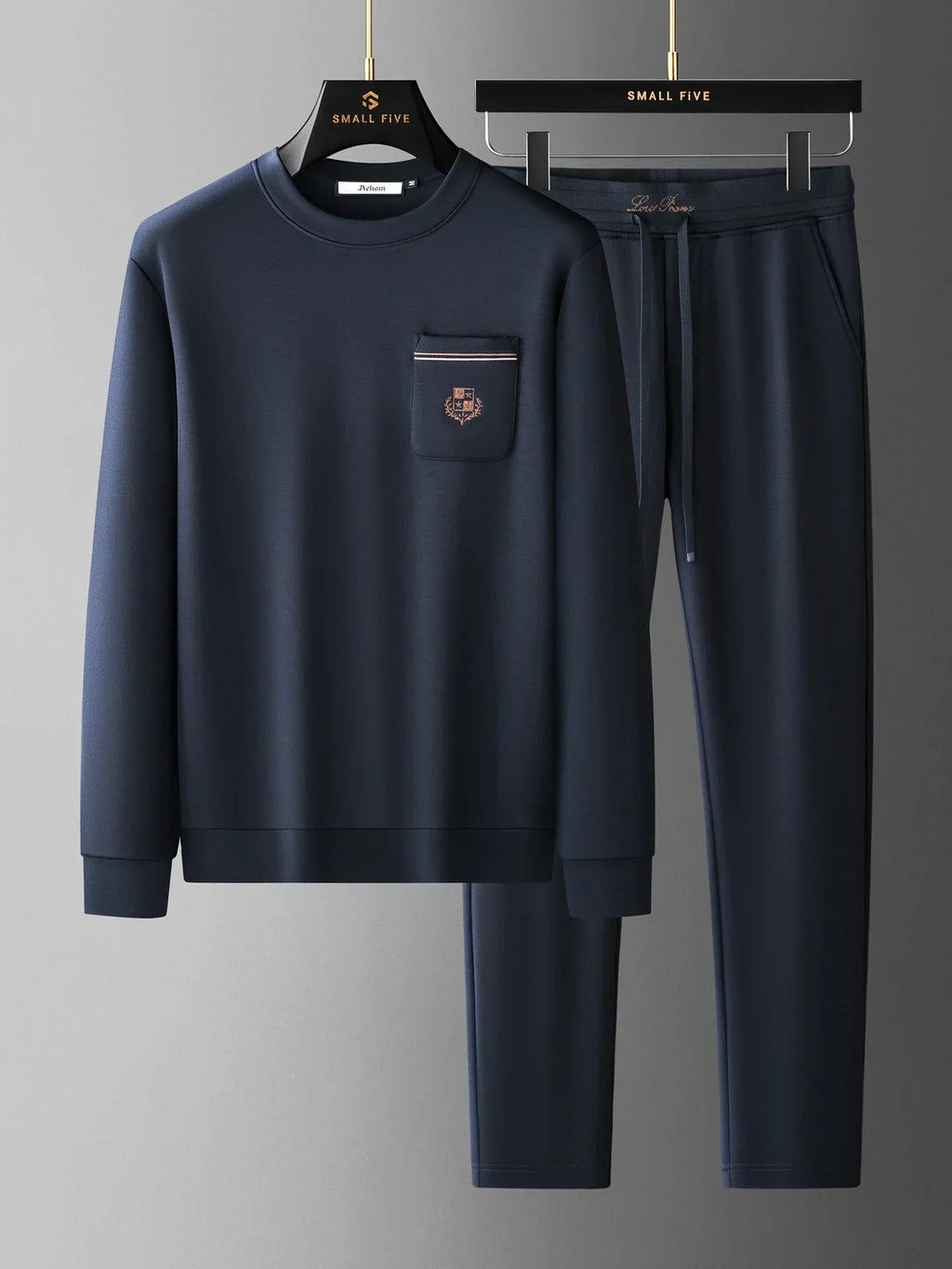Autumn Light Luxury Italian Old Money Style Two-piece comfortable air-layer cotton men's sweatshirt casual sportswear set