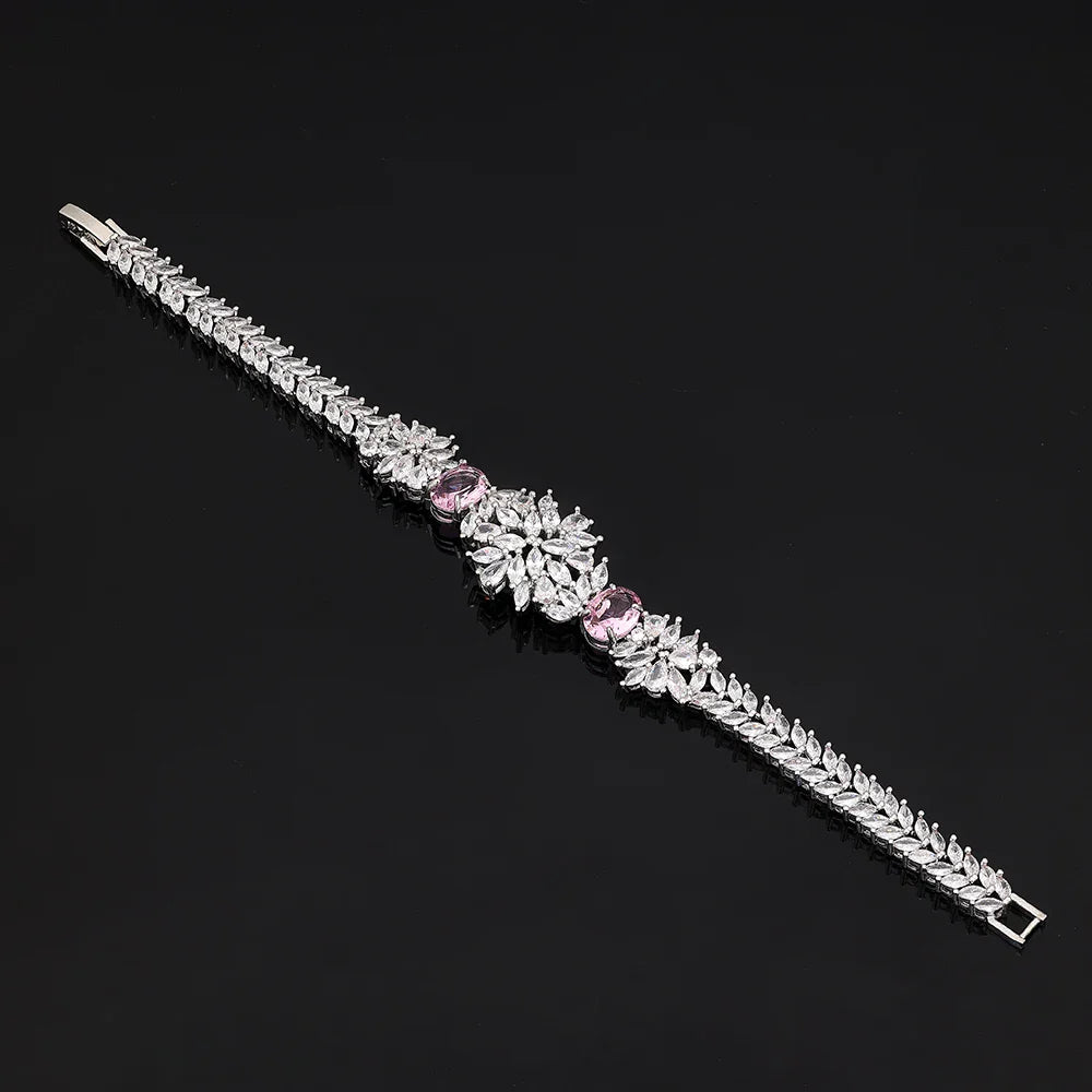 2025 New 4-piece Bride Zirconia Full Set Women's Party Jewelry, Luxury Dubai Nigeria CZ Luxury Crystal Wedding Necklace Set