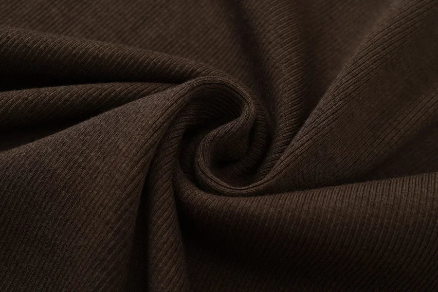 AW25 ribbing maxi dress woman fashion V neck comfortable button dress