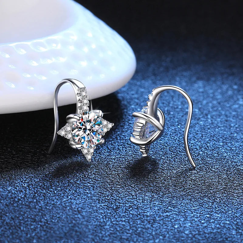 Trendy D Color 0.5-1CT Moissanite Stud Earrings For Women S925 Sterling Silver Diamond Stud Earring Ear Hook Fine Jewelry