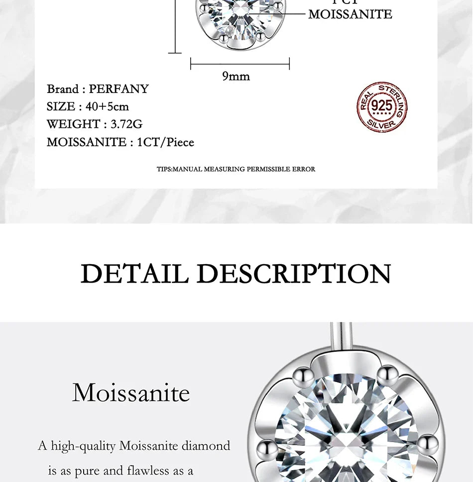 1/2CT Moissanite Necklace for Women S925 Pure Silver Sparkling Crown Diamond Pendant Luxurious Wedding Jewelry