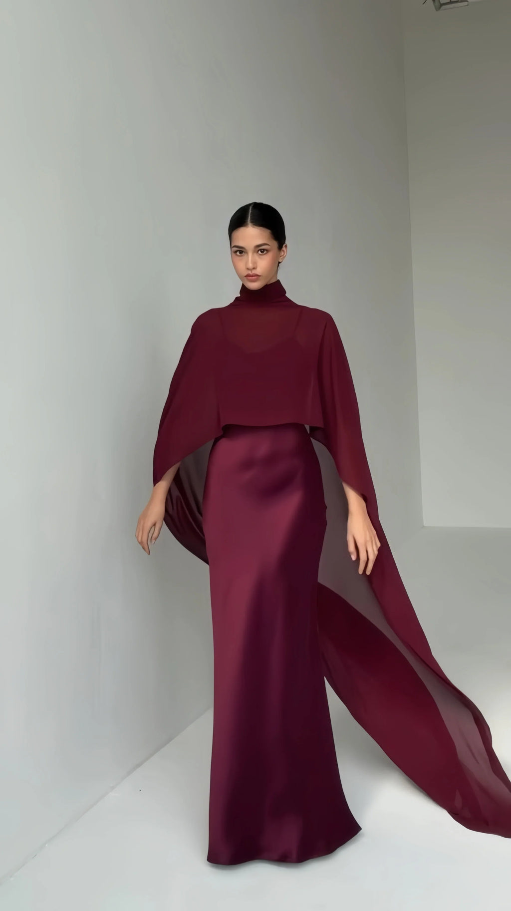 Simple White Chiffon Cape Maxi Dress Wedding Dress Beach Vacation Photoshoot Elegant Party Dresses Women's Formal Evening Gown
