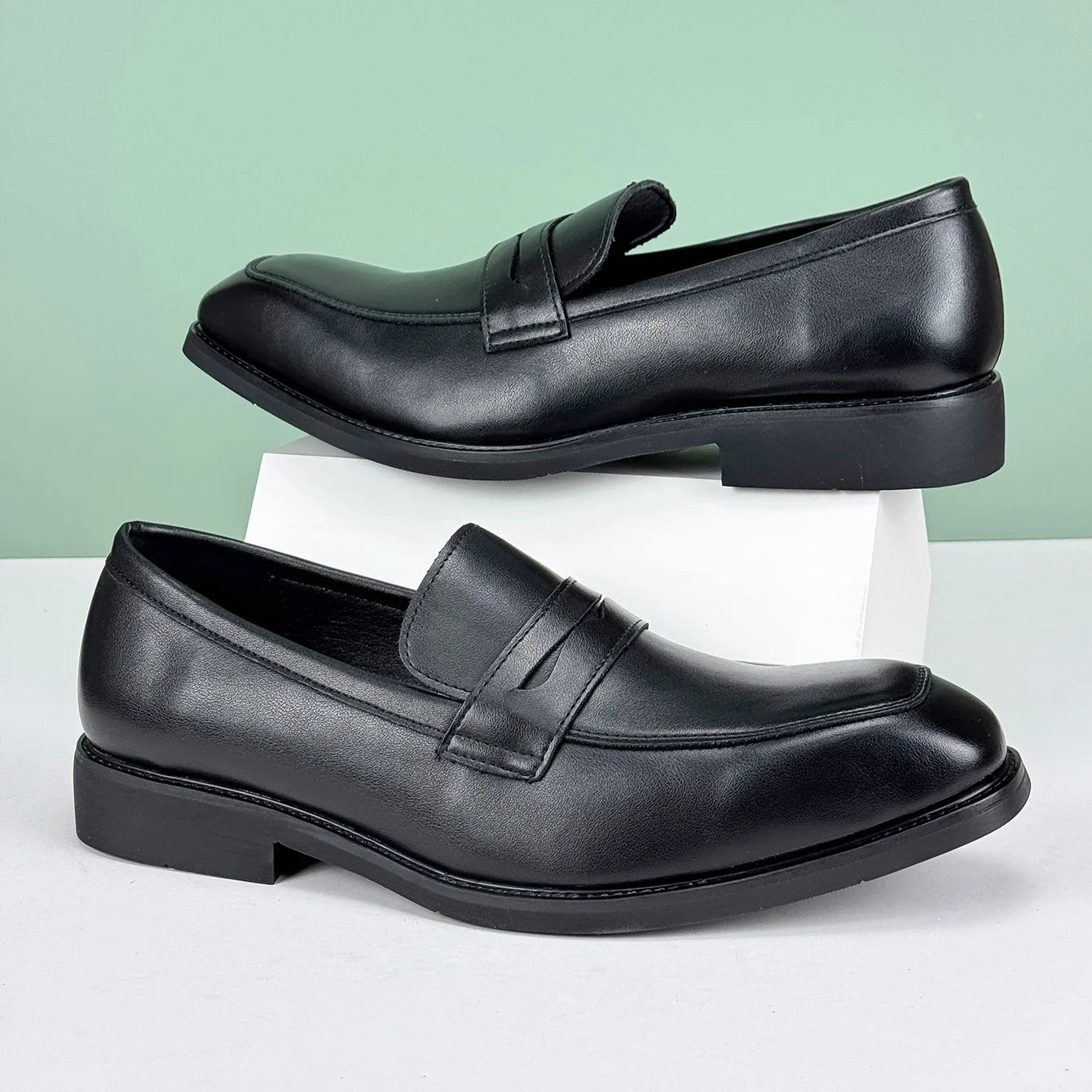 Men’s Casual Leather Shoes – Comfortable Daily Wear with Rubber Sole | Sizes 40–47