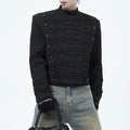 Mens Chinese Slim Suit Autumn Winter Genderless Fashion Trend Palace Style Solid Color Stand Collar Performance Jacket Unisex