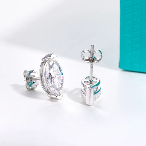 1cttw-6cttw Marquise Moissanite Earrings 925 Sterling Silver D Color VVS1 Moissanite Classic Stud Earring for Woman