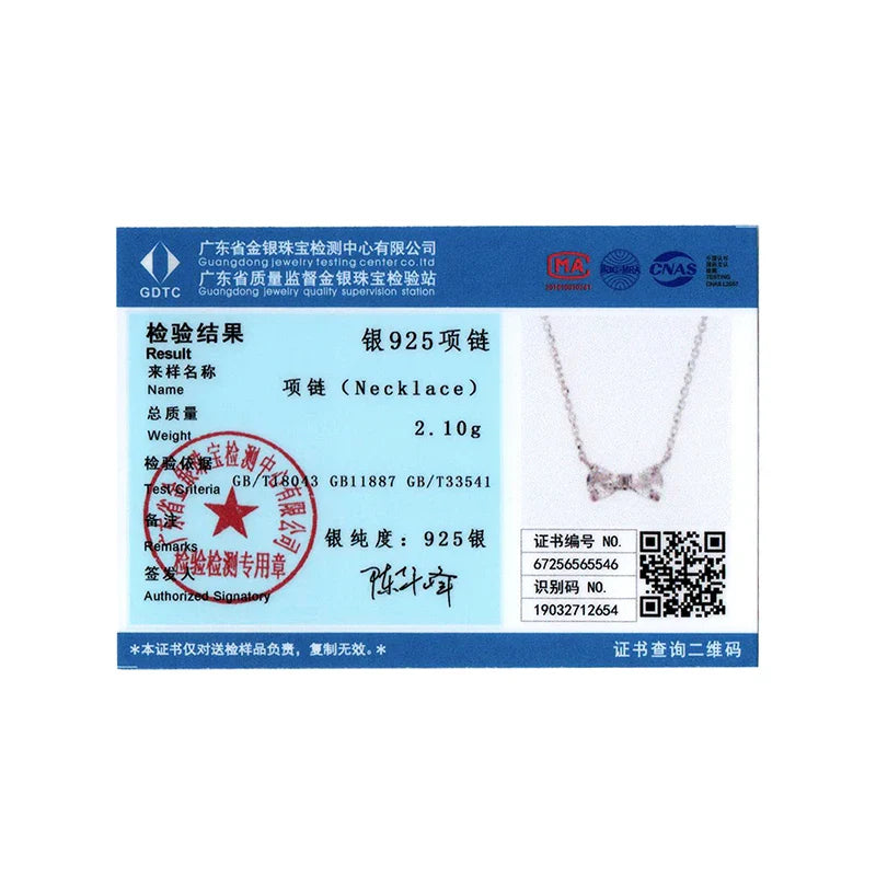 925 Sterling Silver Full Zircons Bow Pendant Necklace Sweet Bowknot Link Chain for Women Girls Birthday Gift Fine Jewelry