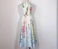 2026 Spring Women's New Fashionable Round Neck Sleeveless Printed Cotton Belt Waist cinching Dress ﻿