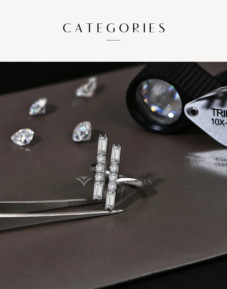 D VVS1 Color 3.0CT Moissanite Rings for Women Adjustable Ring Solid 925 Sterling SIlver Engagement Wedding Fine Jewelry