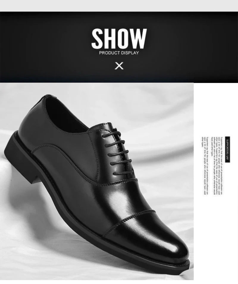 Mens Brown Gradient Leather Cap Toe Oxford Dress Shoes Lace Up Formal Business Office Work Daily Wear Comfortable Non Slip Shoes