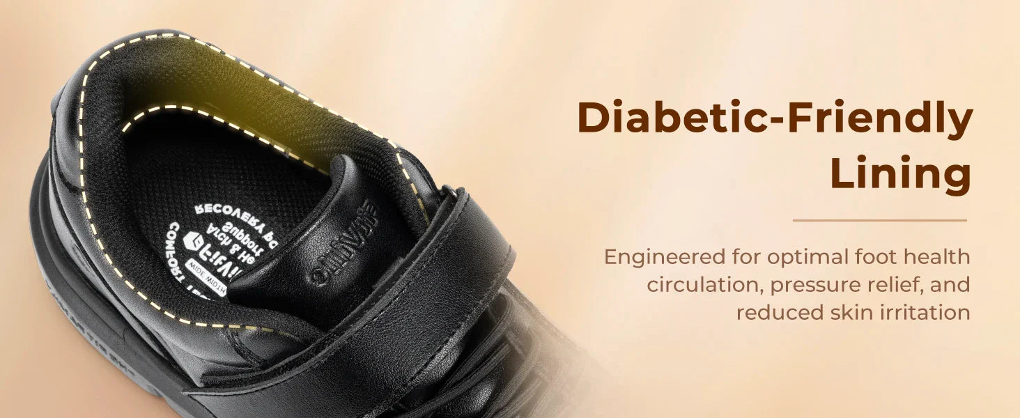 Men Wide Walking Shoes Casual Comfortable Oxford Shoe Lightweight Arch Support Non-Slip Leather Business Sneakers