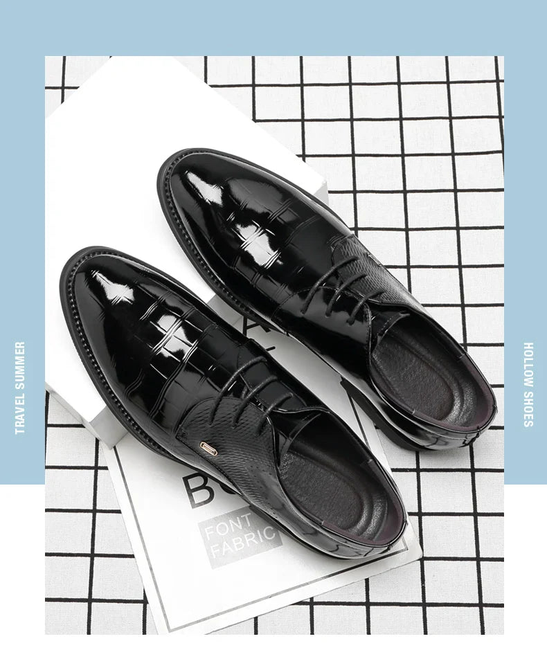 Mens Elevator Shoes 6/8CM Height Increase Invisible Hidden Formal Oxford Derby Leather Dress Shoes for Wedding Business Lace Up