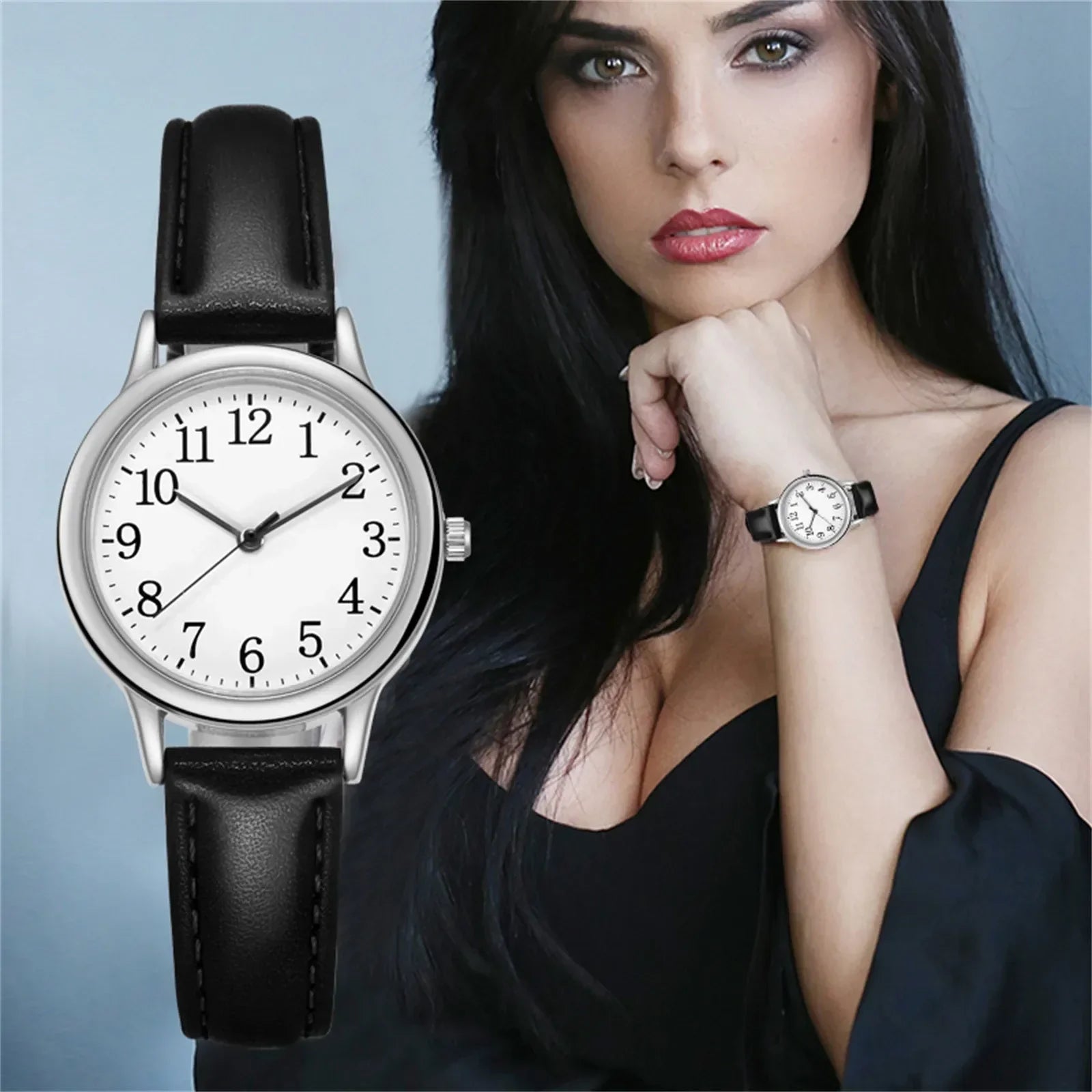 Women Quartz Fine Watch Easy To Read Arabic Numerals Simple-Dial