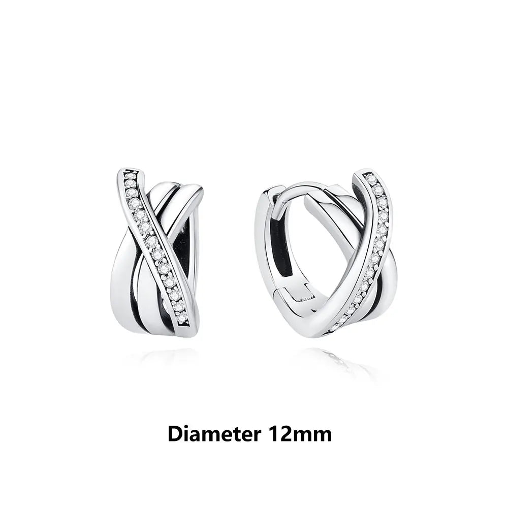 Original 925 Sterling Silver Earrings 2025 Stud Hoop Crystal Earings For Women Rose Gold Crown Heart Infinity Bee Earing Jewelry