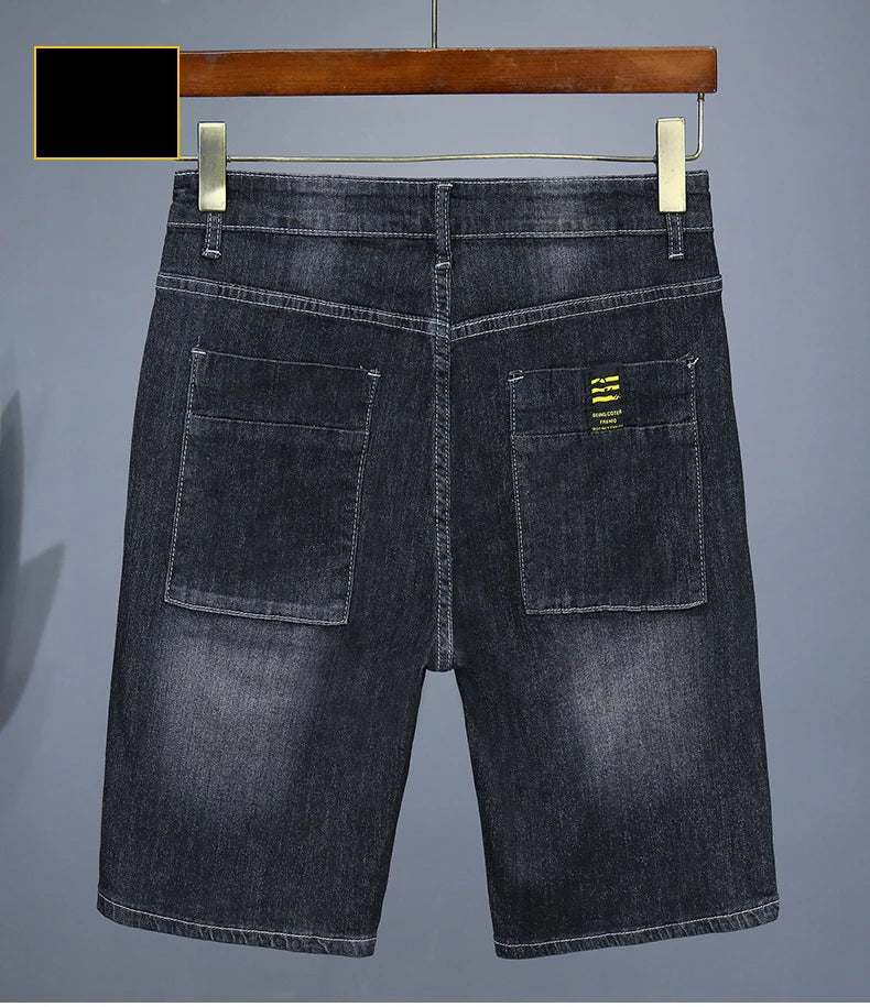 Men's Straight Casual Denim Shorts Simple Solid Color Slim Jeans Comfortable Breathable Bermuda Short Pants Summer