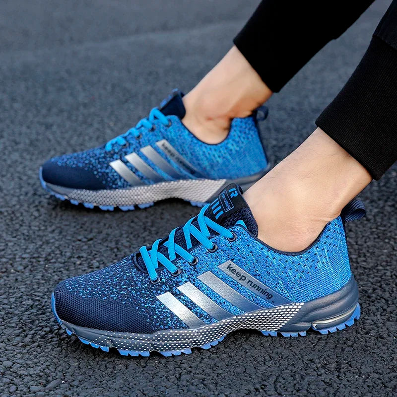 Men's and women's flying mesh surface spring summer breathable casual sports shoes flat vulcanized couple running big size48