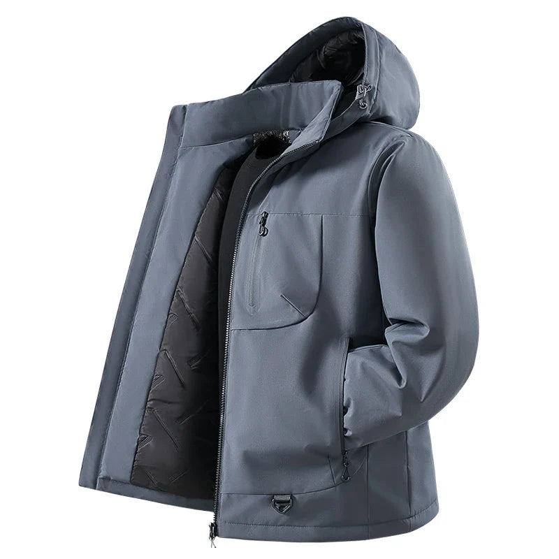 Men's Winter Warm Windbreaker Graphene Inner Waterproof Fleece Jackets Hiking Camping Climbing Skiing Thermal Rain Coat