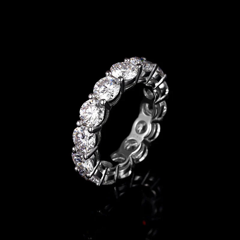 5mm Full Moissanite Ring for Woman Wedding 925 Sterling Silver Rings Lab Diamond Engagement Eternal Band Fine Jewelry