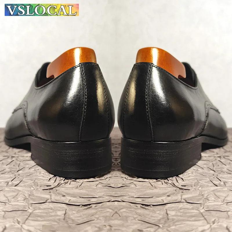 Classic Men Oxford Shoes Black Brown Lace Up Formal Mens Dress Shoes Wedding Business Office Real Leather Shoes For Men