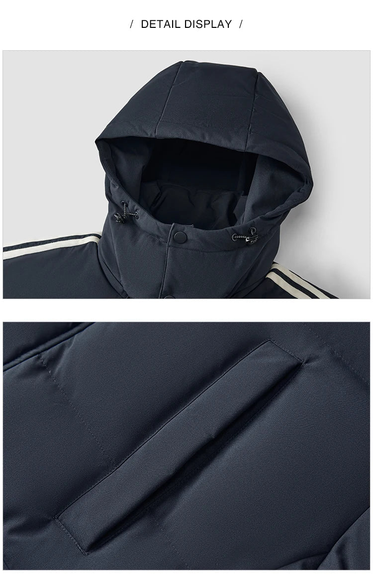 Down Jacket Men Three-Resistant Mid-Length Outerwear 2026 New Contrasting Colors Sports Style Winter Outfit Thick Couple
