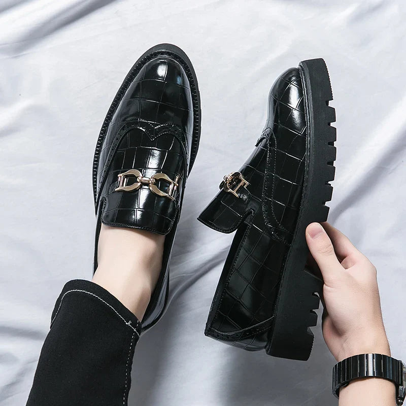 Trendy Brand Green Brogue Shoes Men's Leather Business Shoes Groom's Wedding Men's Loafers British Style Dress Shoes Men
