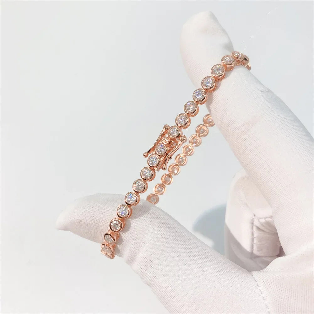 Luxury Bubble 2/3mm D Color Full Moissanite Tennis Necklace for Women S925 Silver Plated 18K Diamond Neck Chain Necklaces