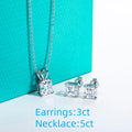 2-5ct Asscher Moissanite Necklace 0.5-3ct Earrings 925 Sterling Silver 18k Gold Plated Wedding Jewelry Set for Woman