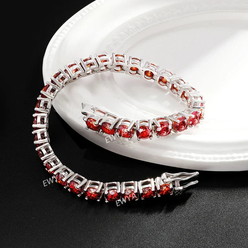 Full 3/4/5/6.5MM D Color Blue Green White Moissanite Tennis Bracelet for Men Women S925 Silver All Diamond Link Bracelets