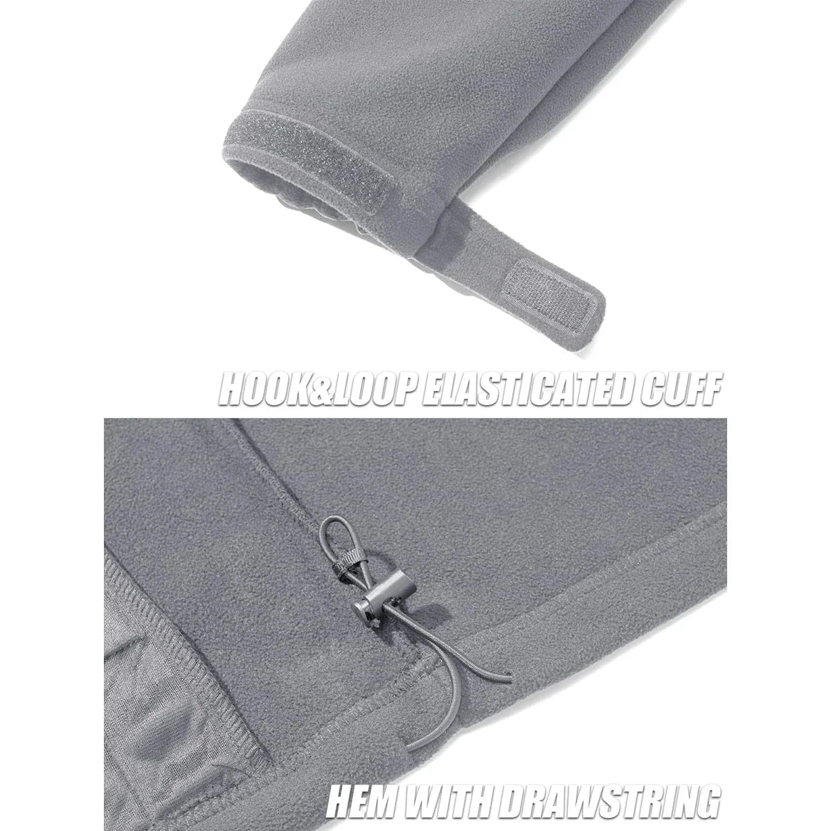Men's Thermal Warm Fleece Jacket Stand Collar Full Zip Windbreaker Multiple-pockets Outerwear Working Hiking Coat