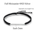 2/3mm Full Moissanite Bracelet for Women S925 Silver Lab Diamond Adjustable Braided Rope Chain Party Fine Jewelry Gift